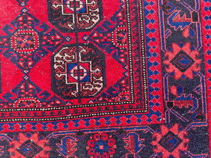 4x7 Red Turkish Oushak Rug: Handwoven Wool Vintage Style