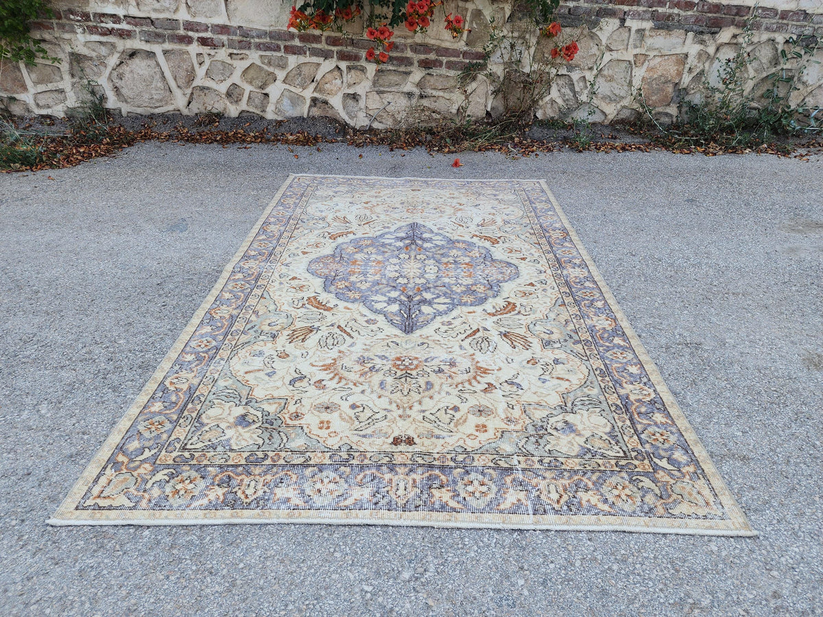 5x8 Dining Room Rug, Turkish Hans Made Oushak Design, Bohemian Hand Knotted Decor
