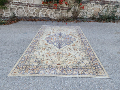5x8 Dining Room Rug, Turkish Hans Made Oushak Design, Bohemian Hand Knotted Decor