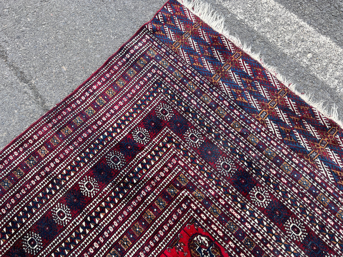 9x12 Red Turkmen Rug: Vintage Wool Area Rug