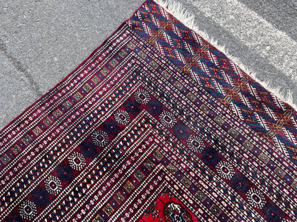 9x12 Red Turkmen Rug: Vintage Wool Area Rug