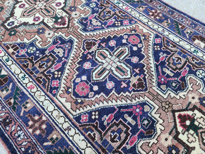 3x9 Hand Made Runner Rug: Persian Medallion Design, Rustic Decor