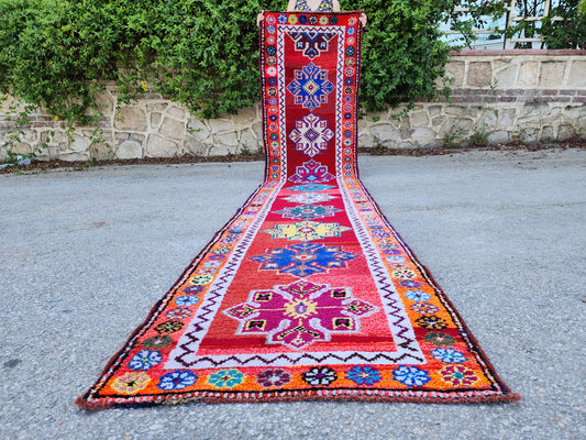 Stair Rug 2x13, Soft Vintage Hand Made Turkish Runner, Home Rustic Decor