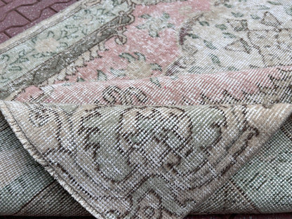Handwoven Turkish Oushak Rug: Small Wool & Cotton Bohemian Rug