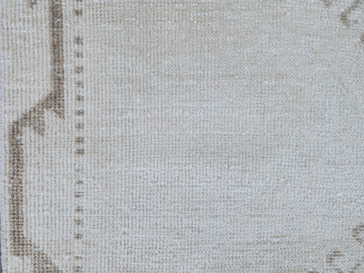 3x11 Turkish Runner Rug, Beige and Brown Hallway Carpet, Kitchen Soft Neutral Decor