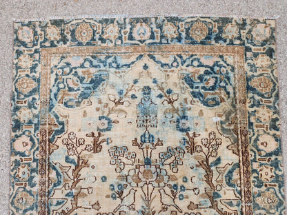 Hand Knotted Wool Turkish Rug 4x6: Oushak Rustic Decor