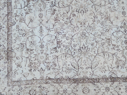 5x9 Neutral Wool Rug, Turkish Beige Hand Made, Dining Room Decor