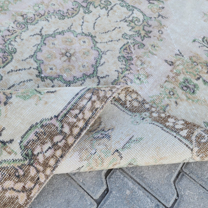Handwoven Turkish Oushak Rug 3x6: Wool & Cotton Vintage Area Rug