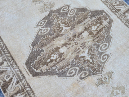 Turkish Runner Rug 4x11.7 ft, Malatya Hand Knotted Up Cycled Wool, Eco Friendly