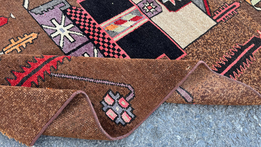 3x10 Kars Rustic Runner Rug, Hand Knotted Up Cycled Wool, Hallway Decor