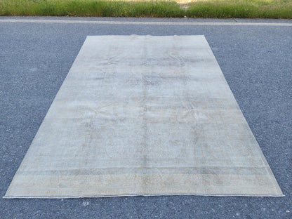 9x12 Muted Rug, Gray ad Beige Up Cycled Wool, Living Room Bohemian Decor
