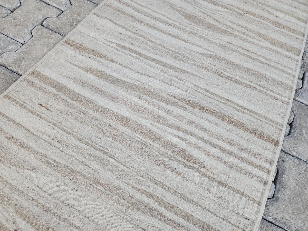 2x11 Neutral Runner Rug, Handwoven Turkish Kilim, Rustic Boho Decor