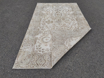 Handwoven Turkish Oushak Rug 5x8: Neutral Boho Decor