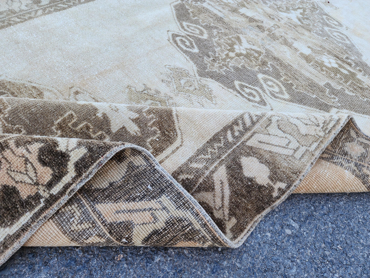 Turkish Runner Rug 4x11.7 ft, Malatya Hand Knotted Up Cycled Wool, Eco Friendly