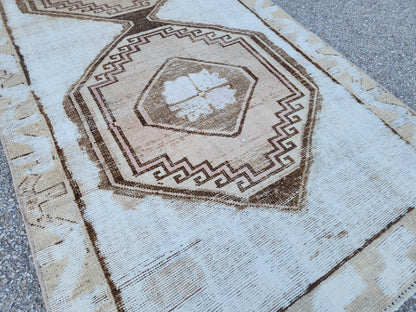 Neutral Runner Rug 3x13: Neutral Boho Hallway Decor, Up Cycled Wool