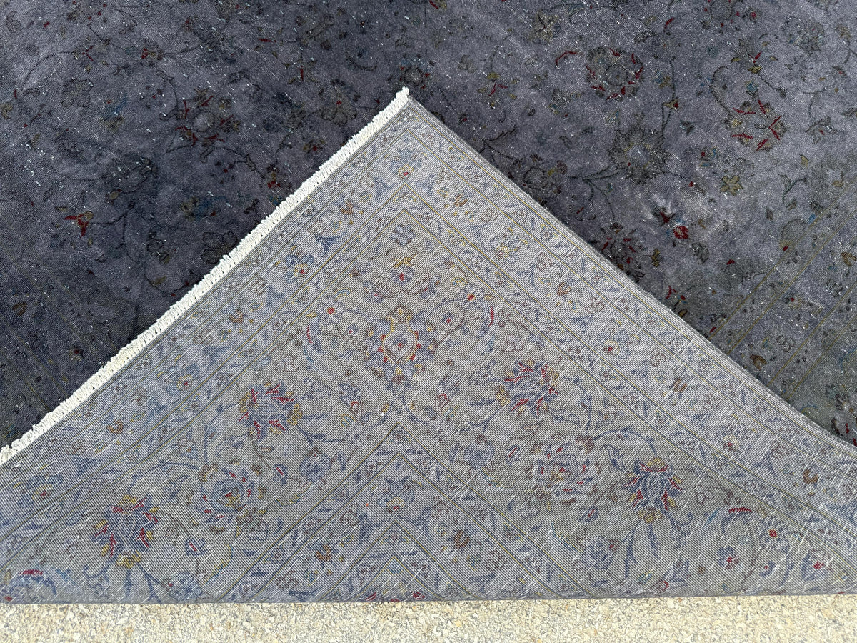 Oriental Gray Area Rug 8×10, Vintage Hand Woven Wool Traditional Carpet