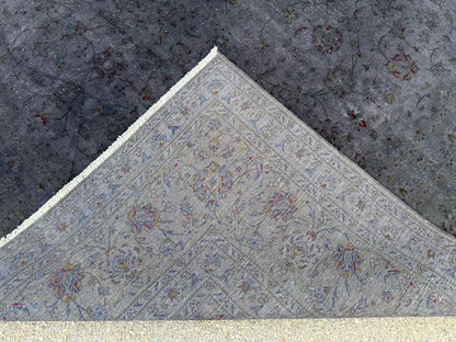 Oriental Gray Area Rug 8×10, Vintage Hand Woven Wool Traditional Carpet