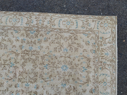 Handwoven Turkish Oushak Rug 5x8: Wool & Cotton Bohemian Rug