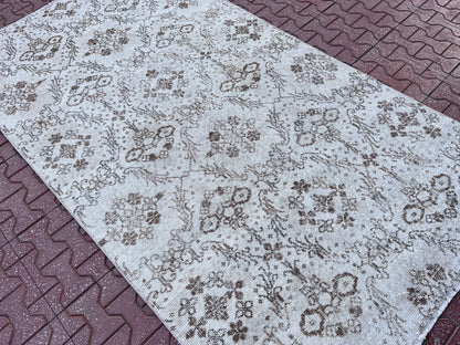 Handwoven Turkish Oushak Rug 4x7: Wool & Cotton Blend