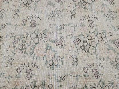 3x6 Vintage Turkish Oushak Rug: Handwoven Wool & Cotton