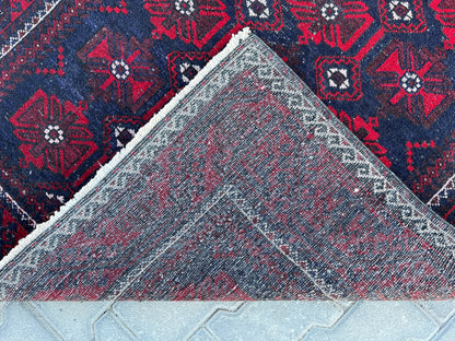 4x7 Vintage Turkmen Rug: Hand-Knotted Wool Turkish Rug
