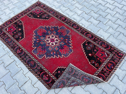 4x7 Vintage Oushak Rug: Hand Knotted Wool Oriental Rug