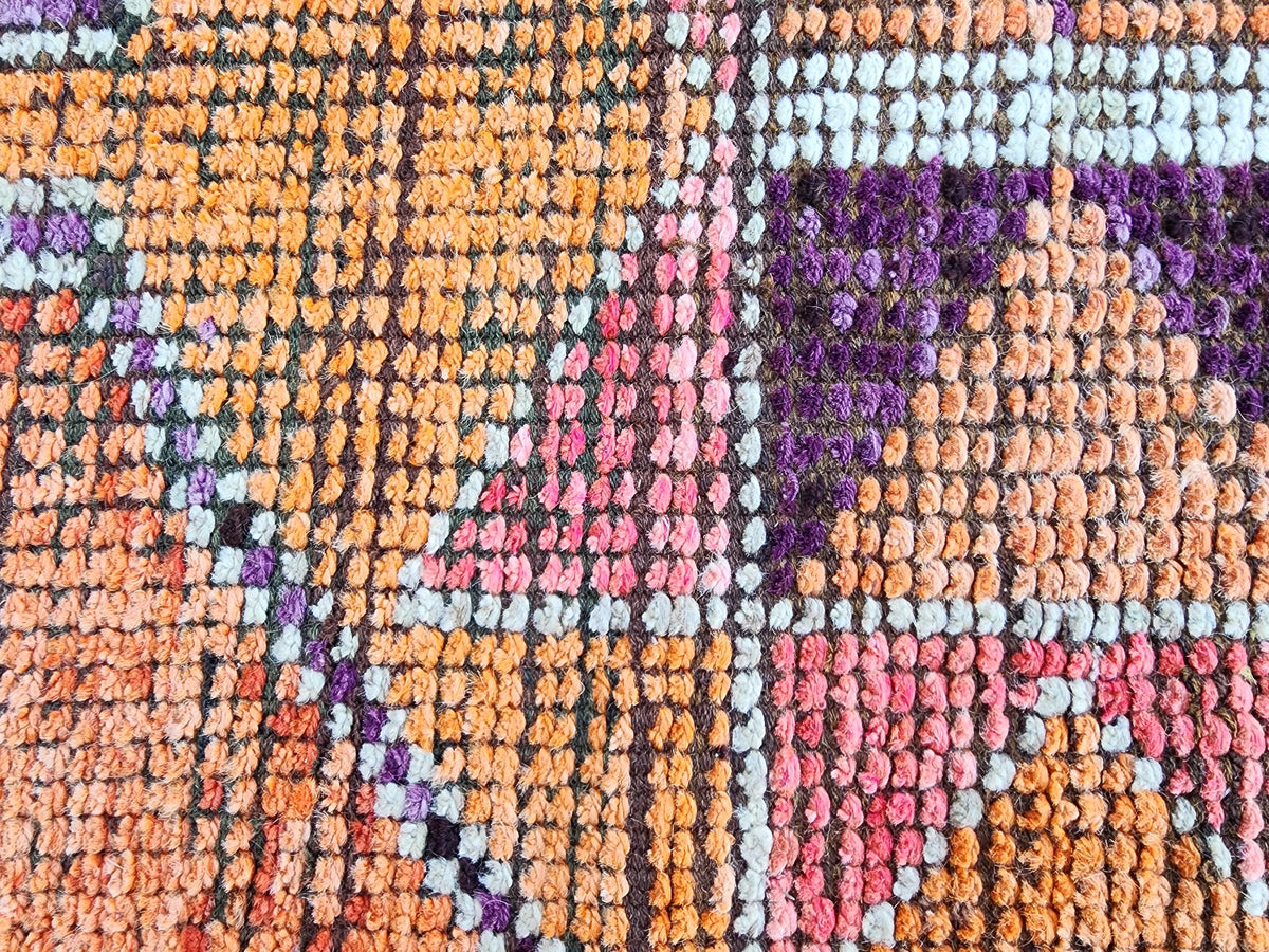 3x10 Herki Runner Rug, Hand Knotted Up Cycled Wool, Home Decor, Kitchen Decor