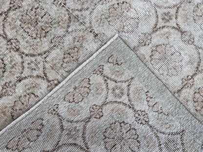 Handwoven Neutral Oushak Rug 4x7: Turkish Wool & Cotton Rug