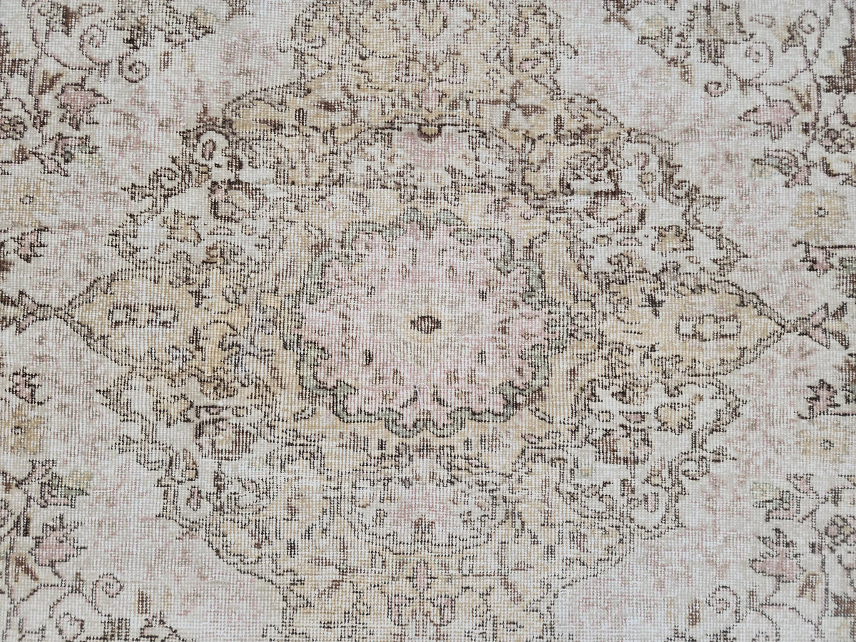 6x10 Green Vintage Rug: Oushak Medallion Hand‑Knotted Turkish Area Rug