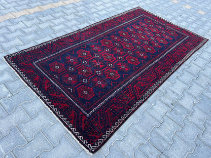4x7 Vintage Turkmen Rug: Hand-Knotted Wool Turkish Rug