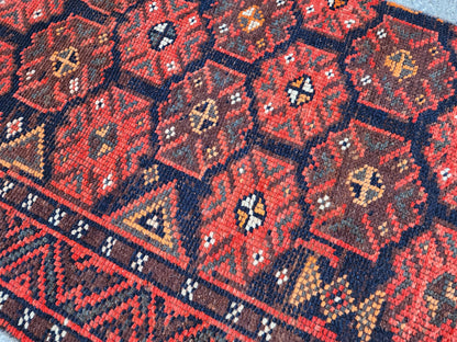 3x9 Boho Herki Runner Rug, Kitchen Decor, Living Room Decor, Hand Made Wool, Kitchen Decor