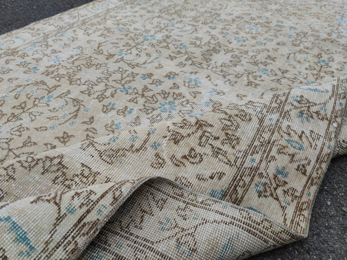 Handwoven Turkish Oushak Rug 5x8: Wool & Cotton Bohemian Rug