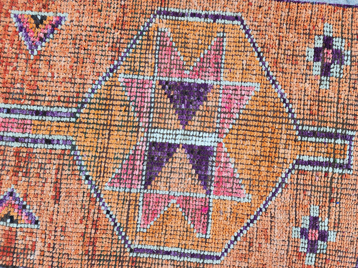 3x10 Herki Runner Rug, Hand Knotted Up Cycled Wool, Home Decor, Kitchen Decor