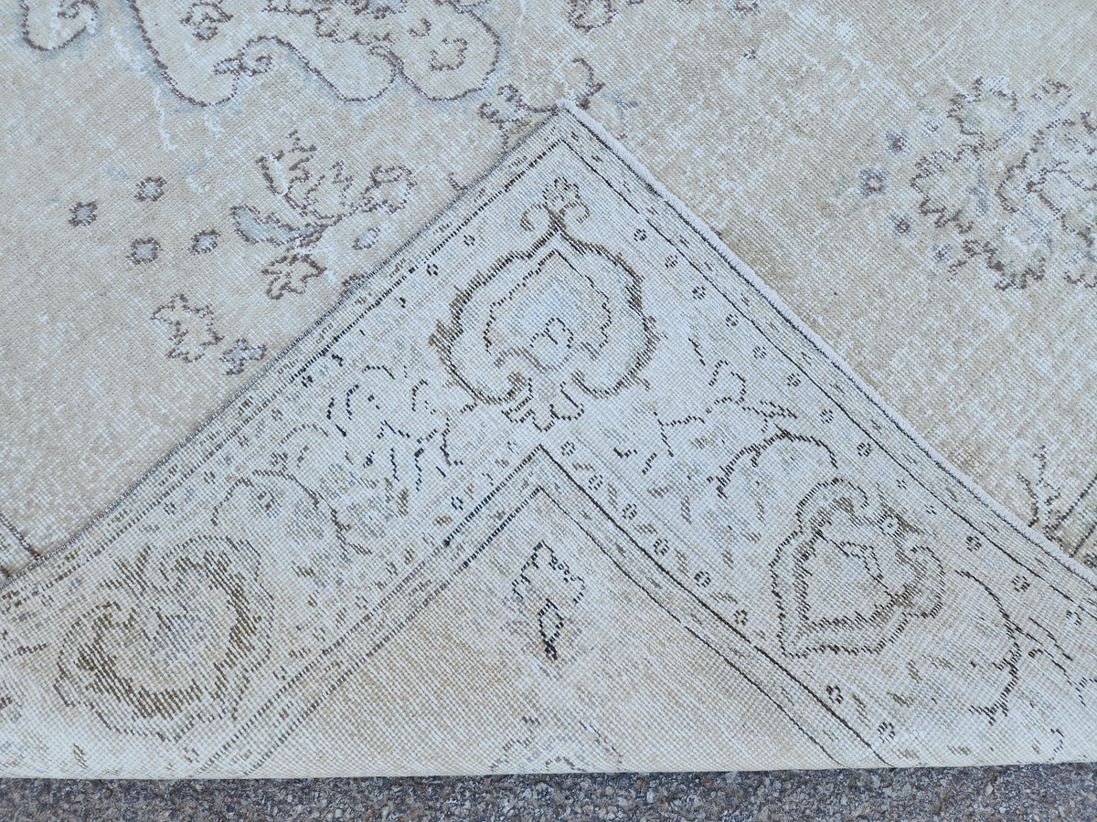 Neutral 6x10 Area Rug, Home Rustic Decor, Turkish Beige Wool Hand Made