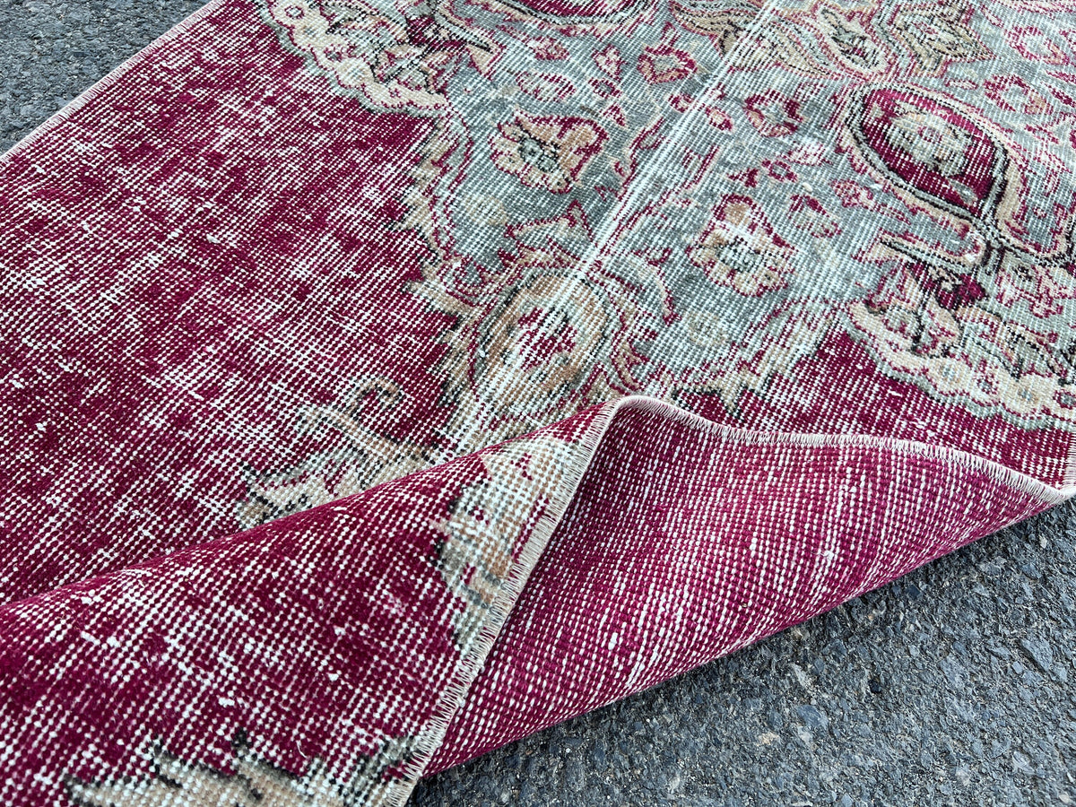 Turkish Runner Rug 2x9: Vintage Hallway Rug, Red Wool