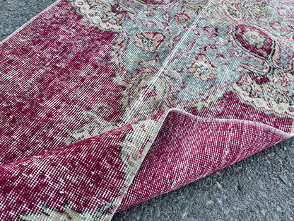 Turkish Runner Rug 2x9: Vintage Hallway Rug, Red Wool