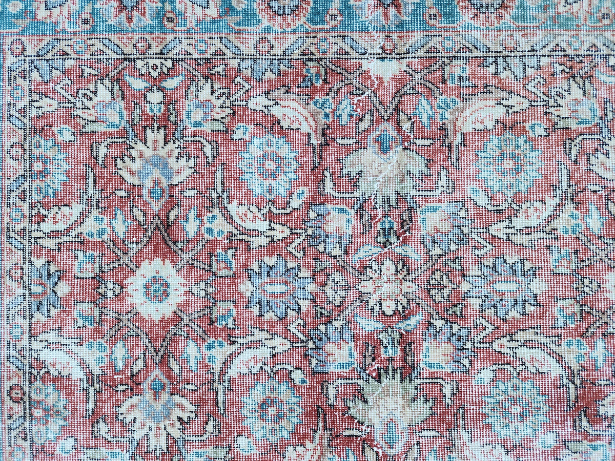 Handwoven Turkish Oushak Rug 5x8: Wool & Cotton Antique Style