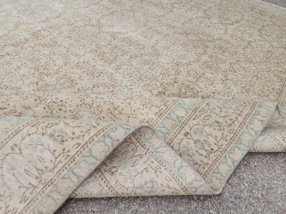 Neutral Turkish Rug 6x9, Kayseri Hand Made Carpet, Oriental Boho Design, Dining Room Decor
