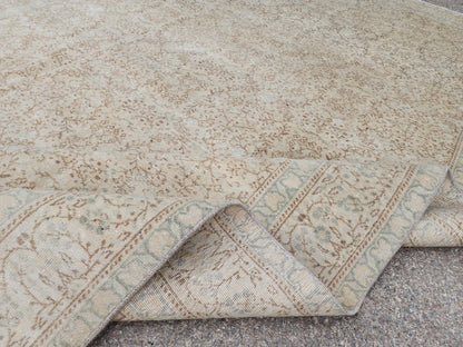Neutral Turkish Rug 6x9, Kayseri Hand Made Carpet, Oriental Boho Design, Dining Room Decor