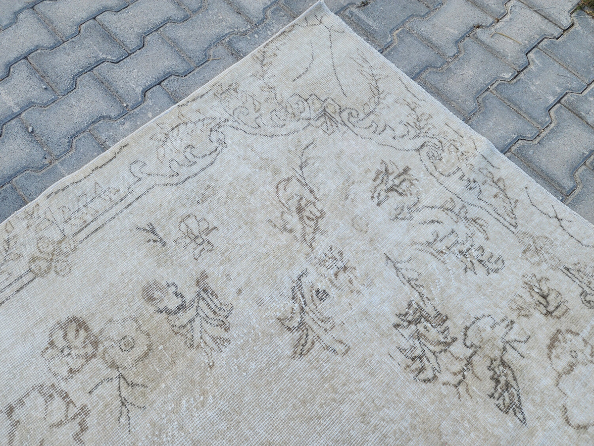 Neutral Rug 7x10, Turkish Hand Woven Oushak Design, Oreintal Living Room Decor