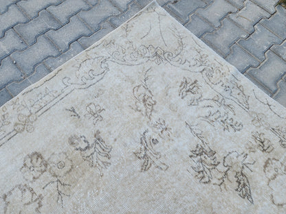 Neutral Rug 7x10, Turkish Hand Woven Oushak Design, Oreintal Living Room Decor