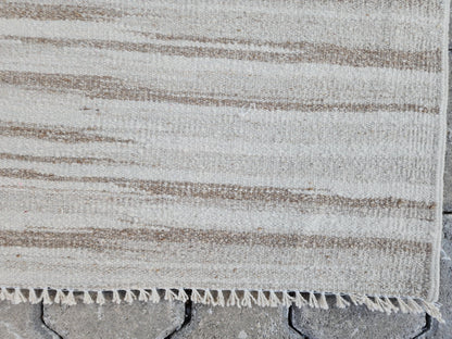 2x11 Handwoven Turkish Kilim Runner Rug: Neutral Wool Farmhouse Rug