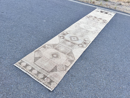 2x12 Neutral Runner Rug, Hand-Knotted Hallway & Entryway Rug, Earth Tone Decor