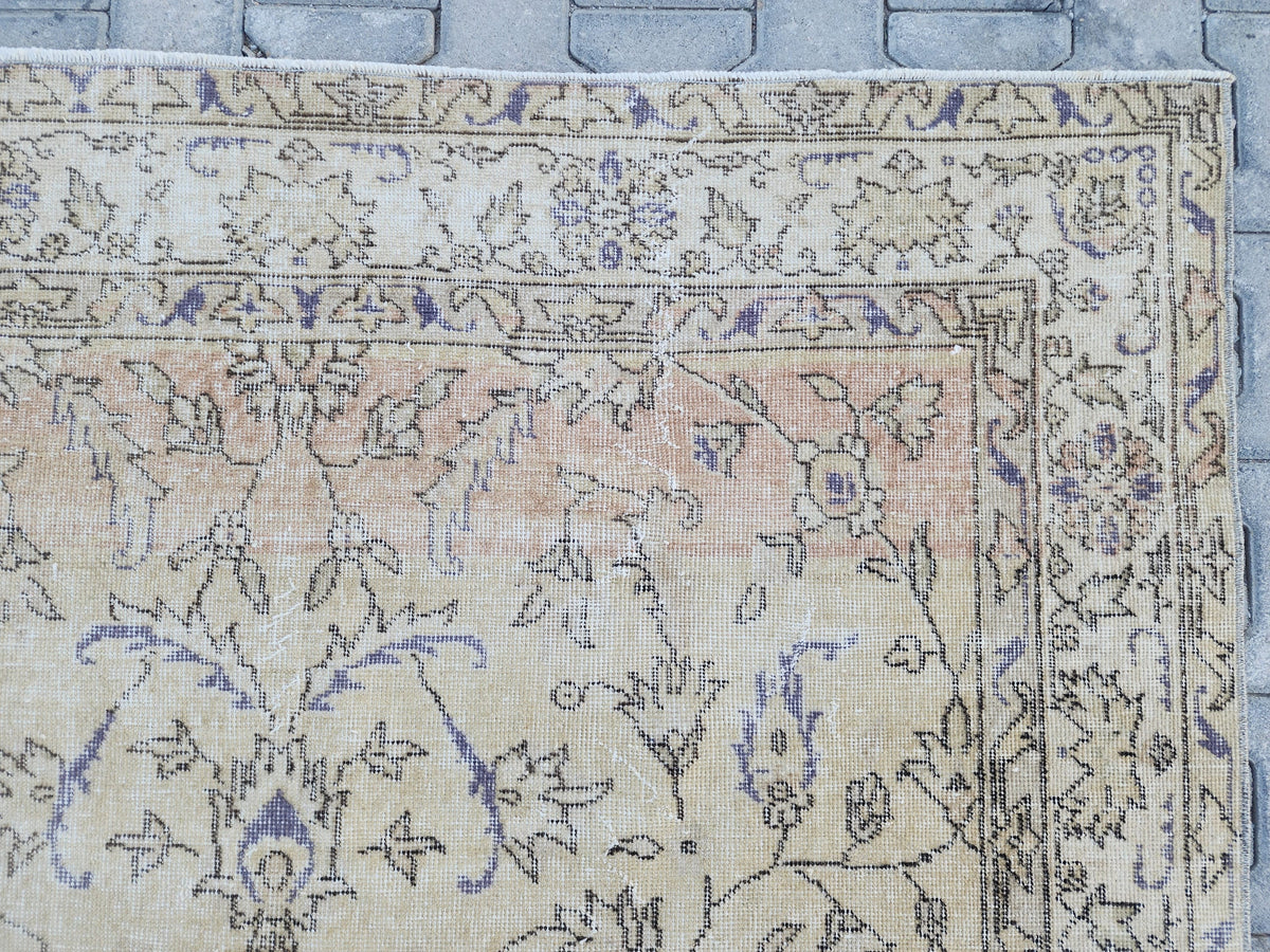 Handwoven Turkish Oushak Rug: 5x8 Beige Wool & Cotton Rug