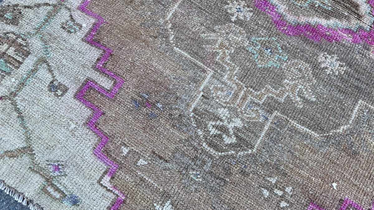 3x4 Boho Kars Rug, Hand Knotted Up Cycled Wool, Farmhouse Decor
