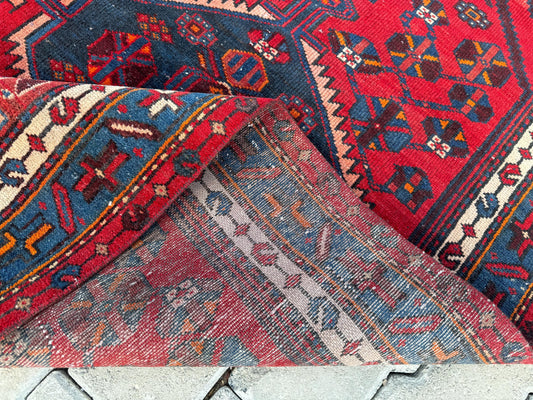 Vintage Blue Oushak Rug: 4x6 Handwoven Wool Boho Decor