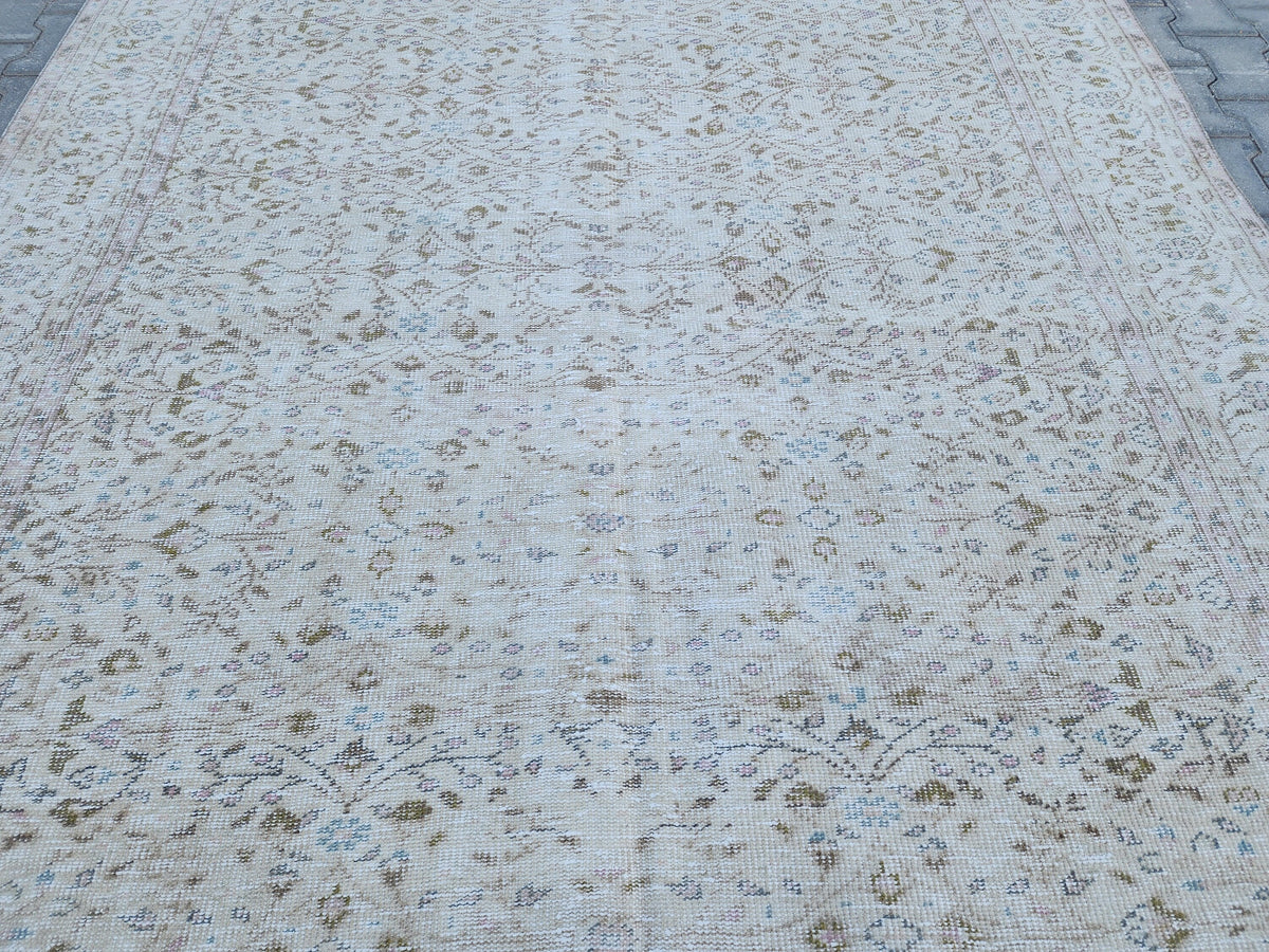 6x11 Neutral Turkish Area Rug, Oushak Hand Made Carpet, Beige Color, Home Farmhouse Decor