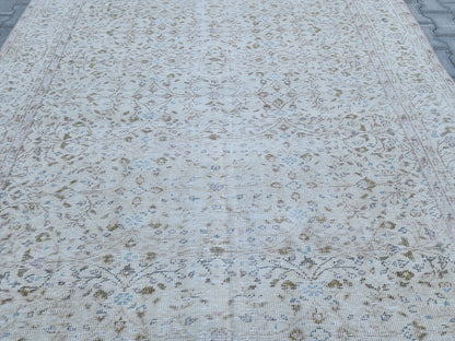 6x11 Neutral Turkish Area Rug, Oushak Hand Made Carpet, Beige Color, Home Farmhouse Decor
