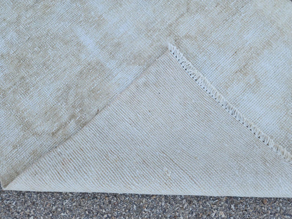 Neutral Turkish Wool Runner Rug 2x11: Hand-Knotted Bohemian Hallway Decor