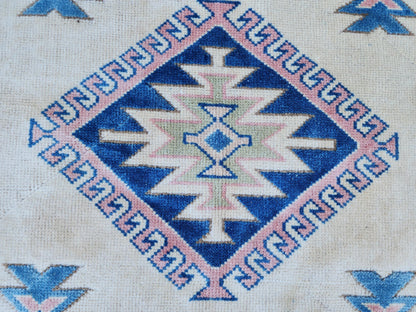 5x8 Neutral Wool Area Rug, Hand Made Turkish Area Carpet, Home Living Room Decor